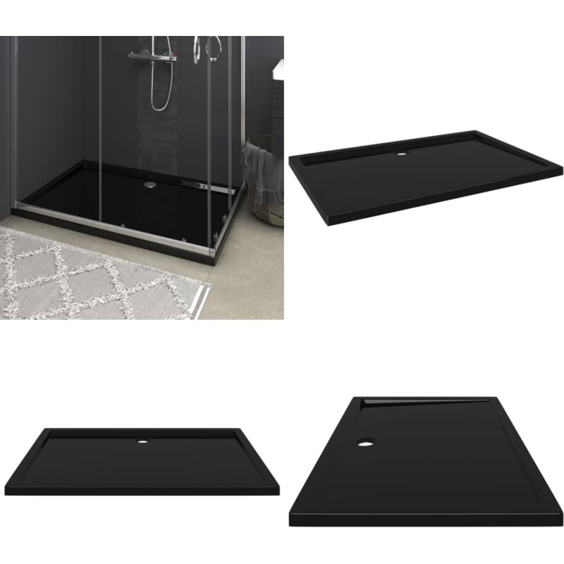 Vidaxl - Receveur de douche rectangulaire abs Noir 80x120 cm - receveur de douche - receveurs de douche - Home & Living - Noir