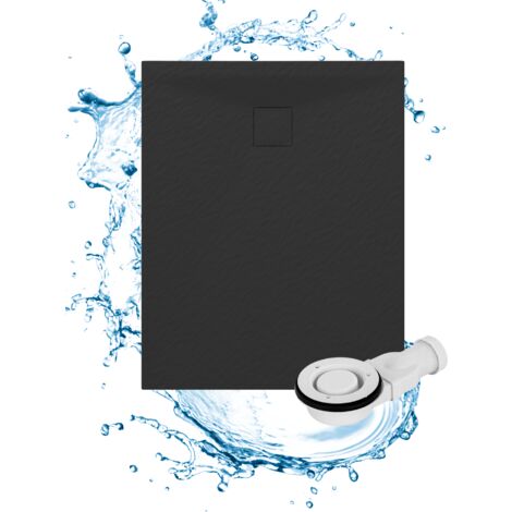 Receveur de Douche Rectangulaire Granitan Teja 100x80CM Noir SMC Composite avec Siphon