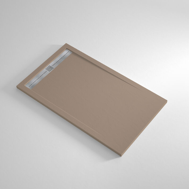 Banity - Receveur de douche Resine count Moka - 70x80 cm - Grille + Valve offerte