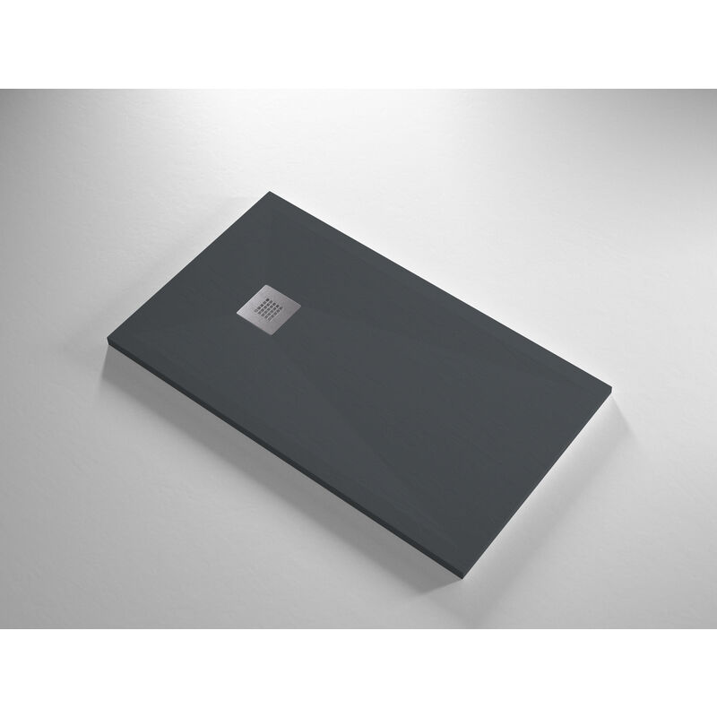 Banity - Receveur de douche Resine duc Anthracite - 70x110 cm - Grille + Valve offerte