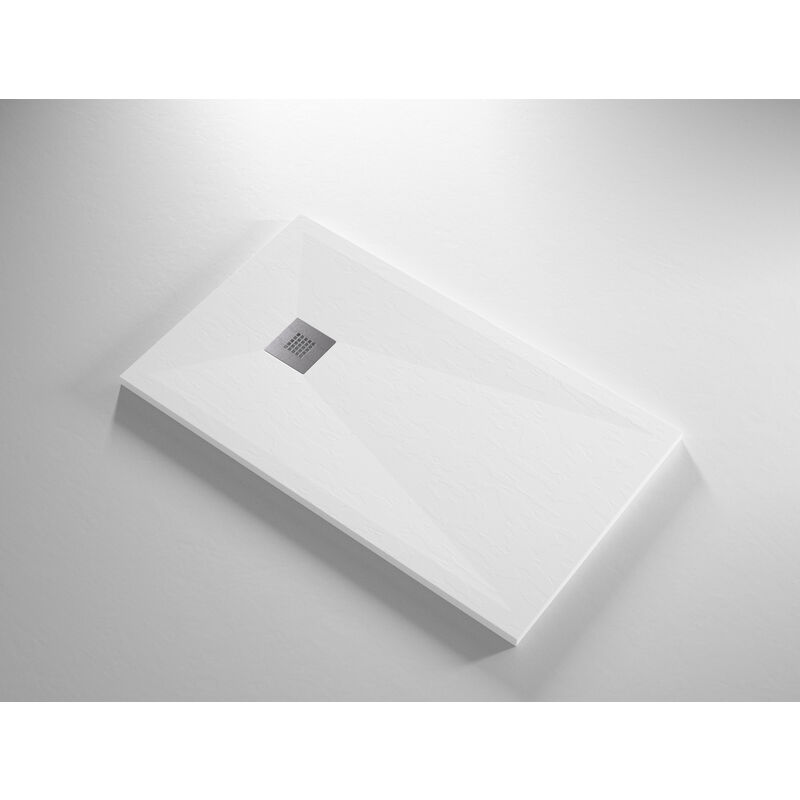 Receveur de douche Resine duc Blanc - 80x90 cm - Grille + Valve offerte