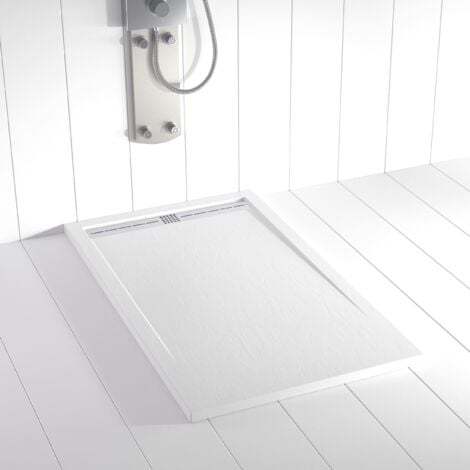 Receveur de douche Resine FLOW Blanc - 90x100cm - Grille + Valve OFFERTE