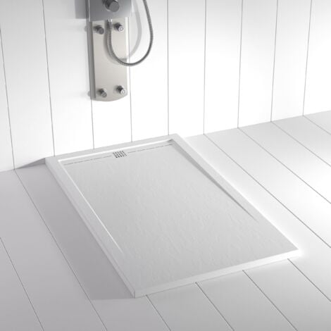 Receveur de douche Resine FLOW Blanc  (grille coloure)- 80x110 cm - Grille + Valve OFFERTE