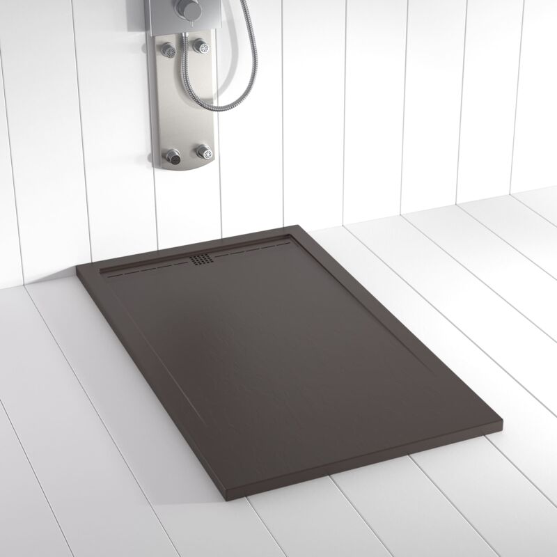 Receveur de douche Resine FLOW Chocolat (grille coloure)- 90x160 cm - Grille + Valve OFFERTE