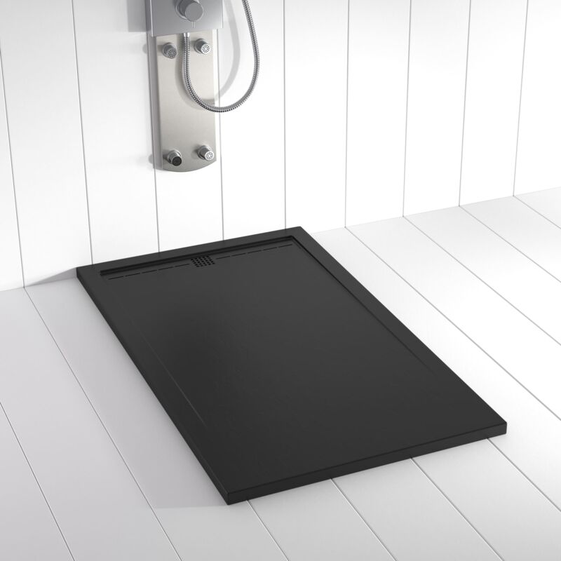 Shower Online - Receveur de douche Resine flow Noir (grille coloure)- 80x180 cm - Grille + Valve offerte