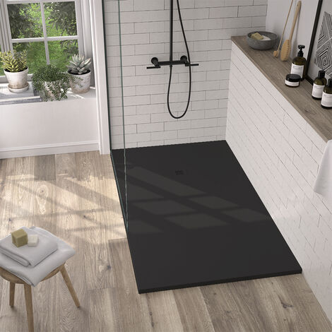 Receveur de douche Resine LAKE Noir (grille coloure) - 80x170 cm - Grille + Valve OFFERTE