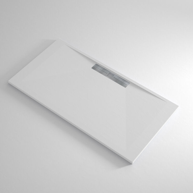 Receveur de douche Resine marquis Blanc - 80x130 cm - Grille + Valve offerte