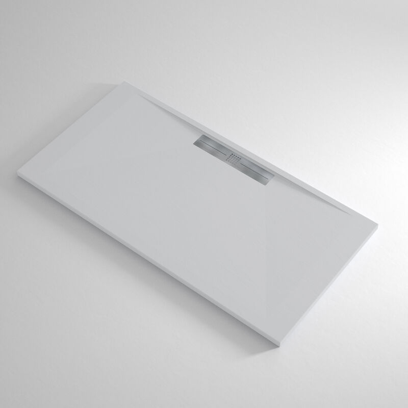 Banity - Receveur de douche Resine marquis Gris - 70x80 cm - Grille + Valve offerte