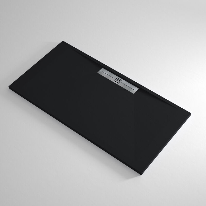 Banity - Receveur de douche Resine marquis Noir - 90x90 cm - Grille + Valve offerte