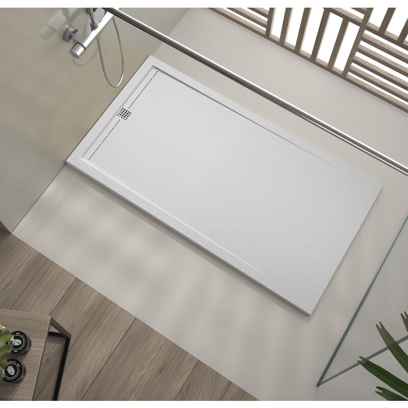 Onlybath - Receveur de douche Resine shore Gris (grille coloure)- 90x170 cm - Grille + Valve offerte