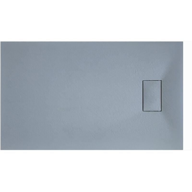 Receveur de douche SMC en fibre de verre effet pierre avec bonde inclus H. 2,6 cm 70 x 100 Gris