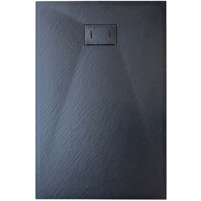 Receveur de douche smc en fibre de verre effet pierre avec bonde inclus h. 2,6 cm 70 x 120 Noir