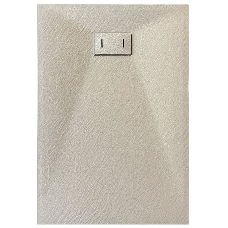 Receveur de douche smc en fibre de verre effet pierre avec bonde inclus h. 2,6 cm 90 x 120 Taupe