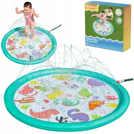 Receveur de douche, tapis d'eau, fontaine, 122 cm, arroseur, dinosaure, toboggan, Bestway 52698