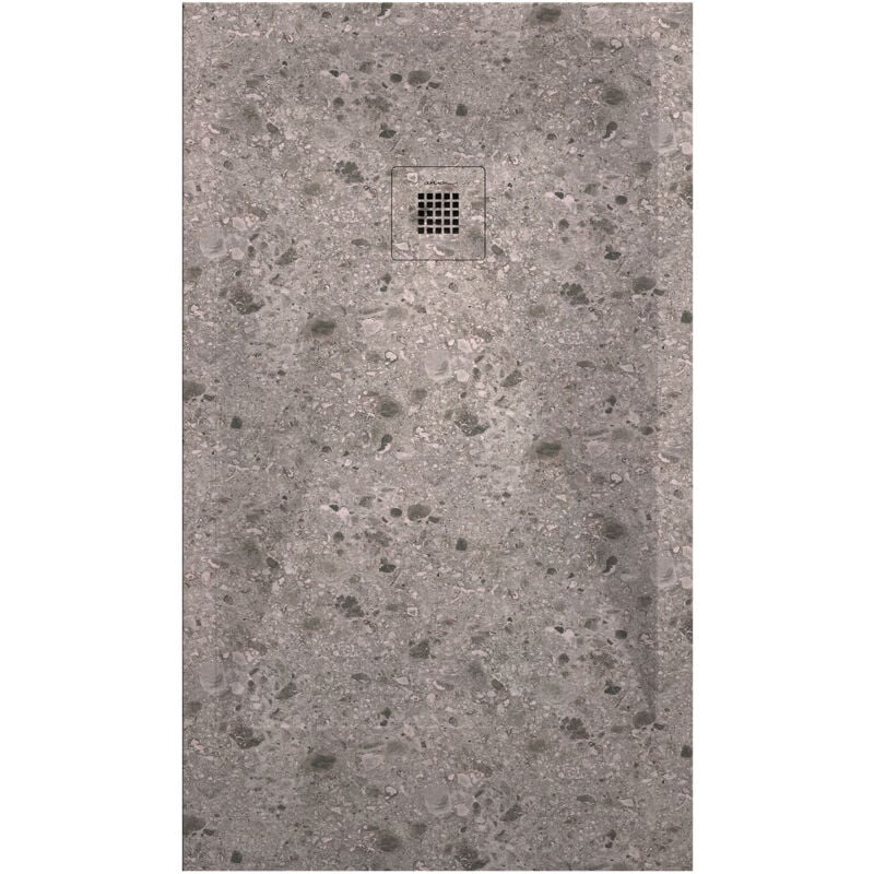 Receveur de douche Terrazo Beige, finition Lisse Stone 3D, grille de couleur - 80 x 80 cm