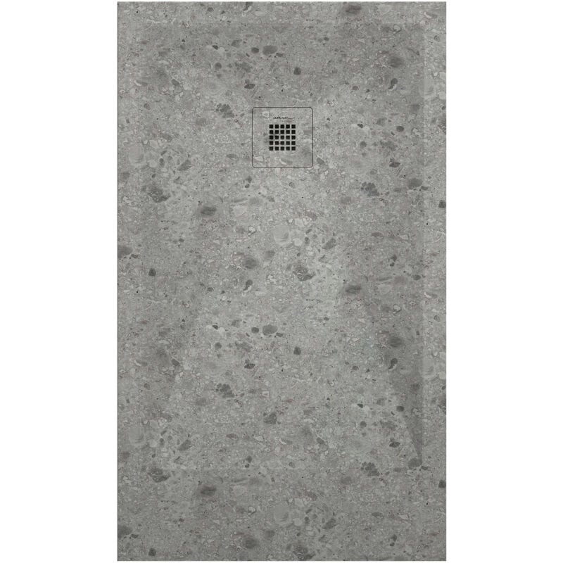 Receveur de douche Terrazo Grey, finition Lisse Stone 3D, grille de couleur - 70 x 70 cm
