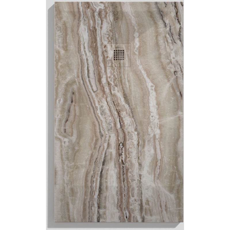 Receveur de douche Travertin brun , finition Lisse Stone 3D, grille de couleur - 70 x 70 cm