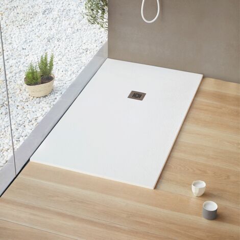 Receveur de douche extra plat LOGIC surface ardoisée, rectangulaire blanc