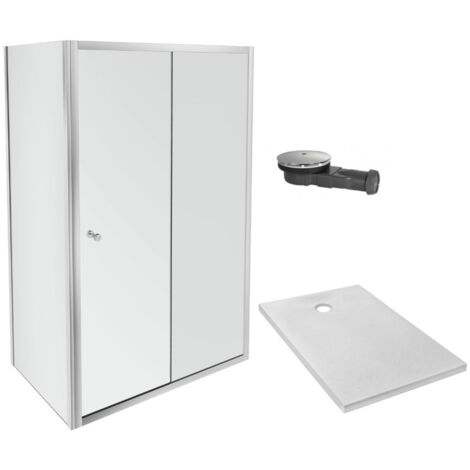Receveur douche JACOB DELAFON Ipso 100x80 + paroi coulissante angle + bonde