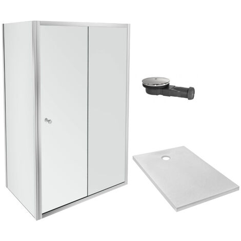 Receveur douche JACOB DELAFON Ipso 140x80 + paroi coulissante angle + bonde