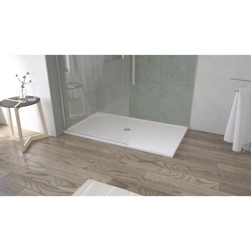 Receveur HESTIA - Antidérapant - 80x140cm - Résine - Blanc - Extra-plat