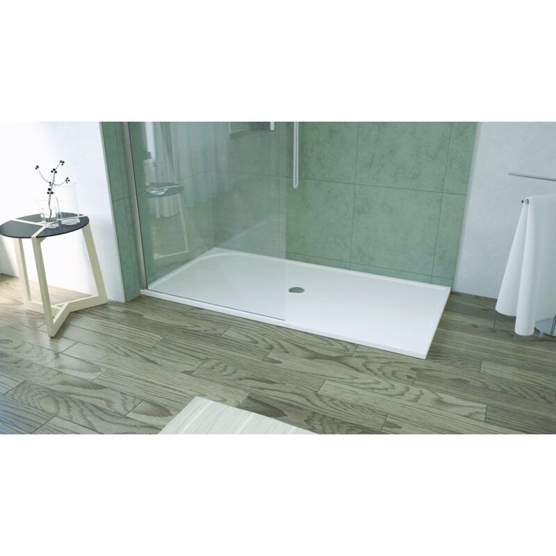 Receveur hestia - Antidérapant - 80x160cm - Résine - Blanc - Extra-plat