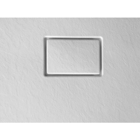 Receveur Kinesurf découpable 160x90 blanc aspect pierre avec cache-bonde assorti et bonde extra-plate