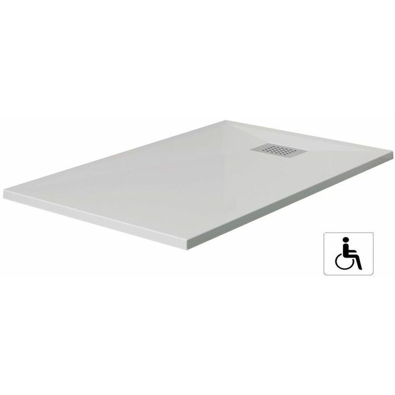 Receveur kinesurf extra-plat antidérapant - Rectangulaire - 120 x 80 cm - Blanc