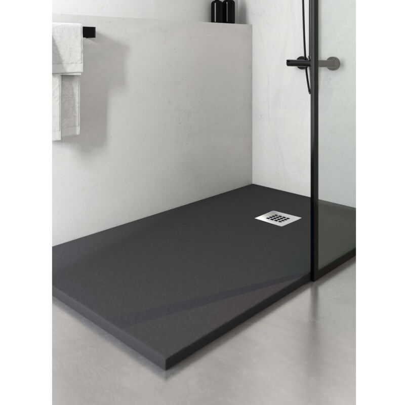 Receveur New Anco anthracite texture pierre Anconetti 140x90x3cm - Sans bonde