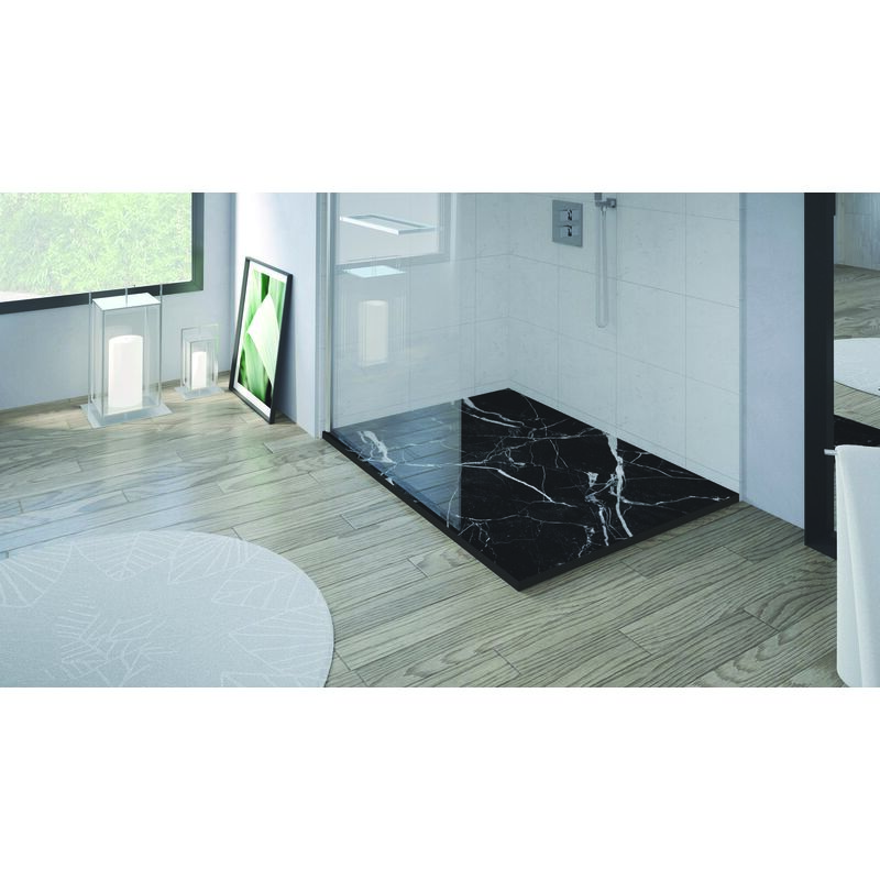Ondee - Receveur nola 3 - 90x120x3cm - Résine - Marbre noir - Bonde