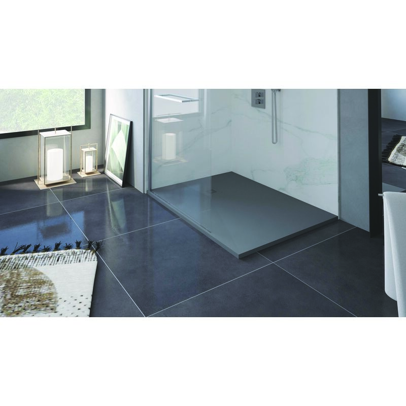 Ondee - Receveur nola 3 - 90x140x3cm - Résine - Anthracite - Bonde - Découpable