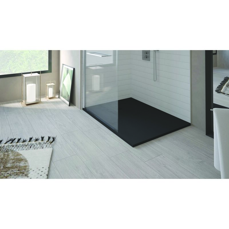 Ondee - Receveur nola 3 - 80x140x3cm - Résine - Noir - Bonde - Découpable