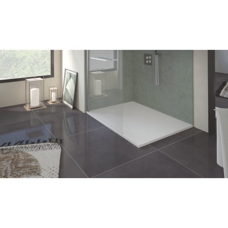 Receveur nola 3 - 100x90x3cm - Résine - Blanc - Bonde - Découpable