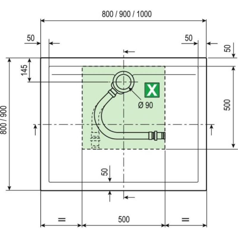 Receveur Olympic + acrylique carré 90x90x4,5 cm Novellini diffusion france