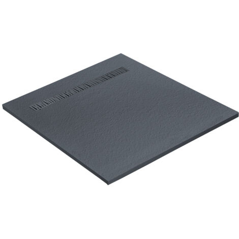 Receveur résine 120 x 120 cm gris granit imitation granit - grille caniveau excentrée