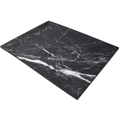 Receveur résine 120 x 80 cm imitation marbre noir - grille caniveau excentrée