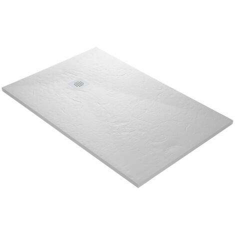 Receveur résine 180 x 80 cm blanc imitation ardoise - grille carrée excentrée