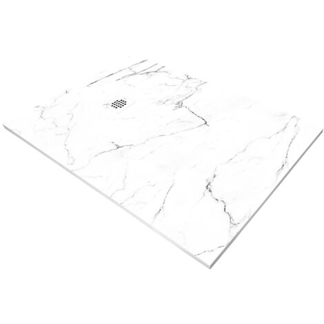 Receveur résine 180 x 90 cm imitation marbre blanc - grille carrée excentrée