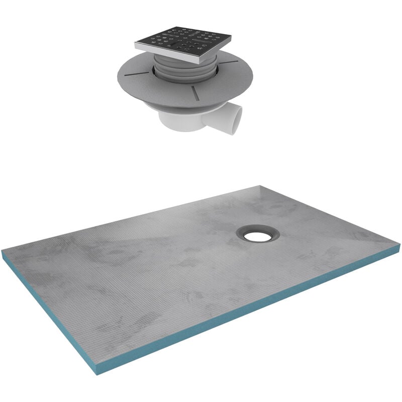 Receveur de Douche à Carreler 90x140 cm avec Bondes à Sortie Horizontale - Grille Inox