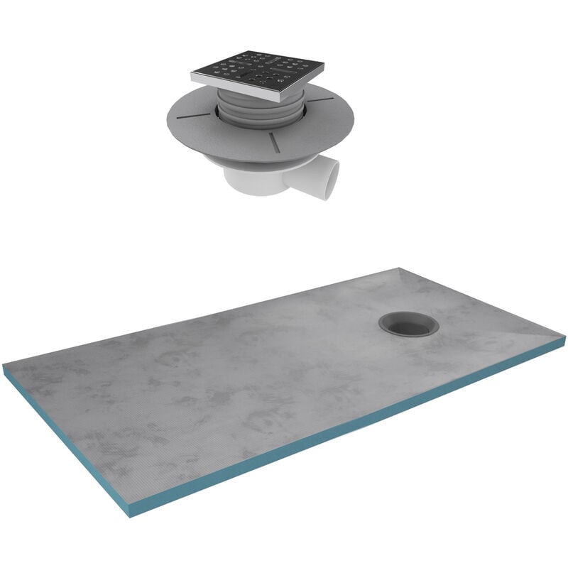 Receveur de Douche à Carreler Aurlane 90x160 cm - Bondes à Sortie Horizontale - Grille Inox