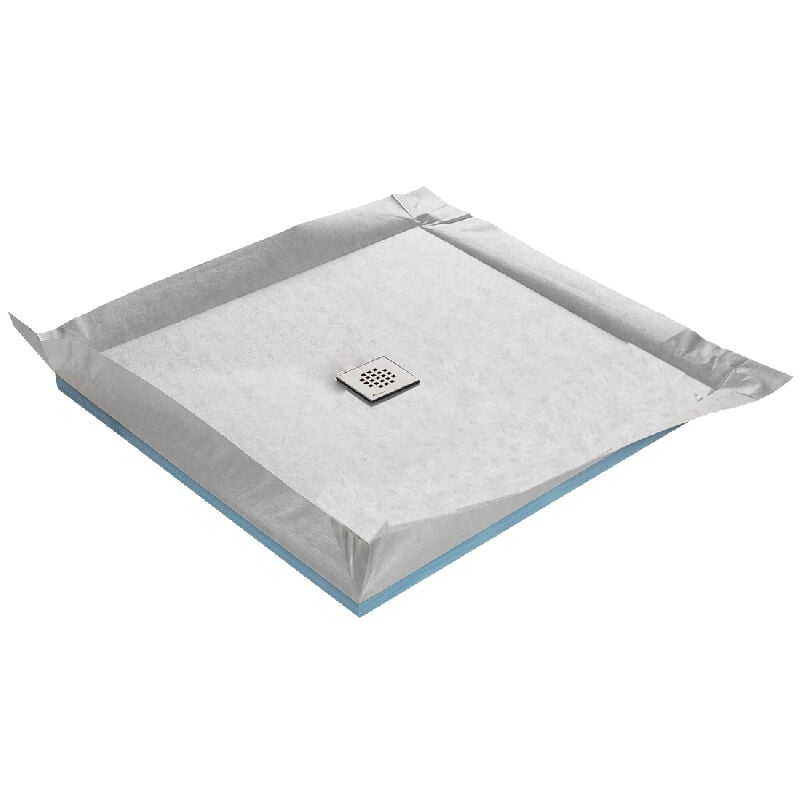U-tile - Receveur de douche à carreler ultra plat + natte étanche + siphon ultra plat - 120 x 120 cm x 22 mm