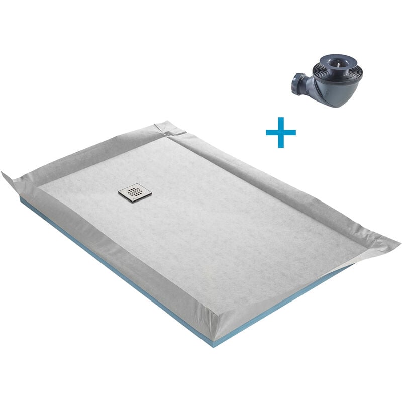 U-tile - Receveur de douche à carreler standard + siphon 360° + natte étanche - 120 x 90 x 4 cm