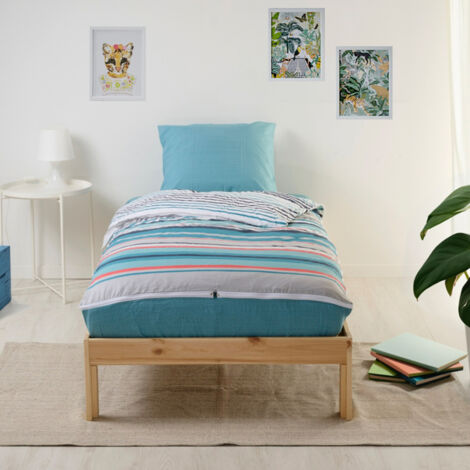 Parure de lit en coton 50% a imprime raye 90 x 190/200 cm Pikolin Home