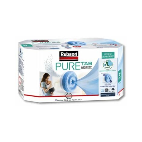 Rubson AERO 360° TAB Pure, 4 recharges de 450 g, tabs neutres anti-humidité & anti-odeurs pour déshumidificateur Rubson, purificateur d'air pour lutter contre les allergies