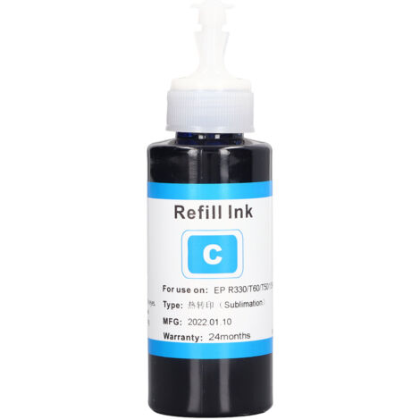Recharge d'encre sublimation 100ML pour imprimantes R330, T50, T60 - Accessoire d'impression numérique transfert thermique