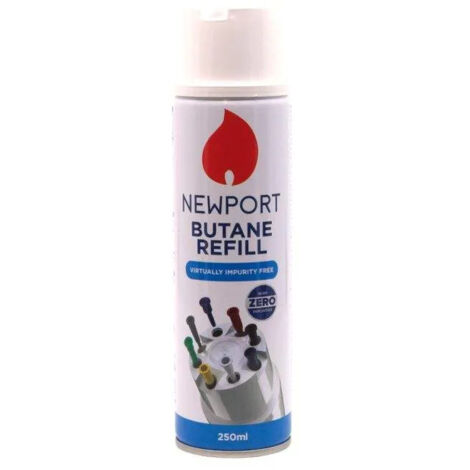Recharge gaz butane 250 ml – 8 embouts adaptateurs – Pureté Near Zero Impurity – Pour briquets et chalumeaux
