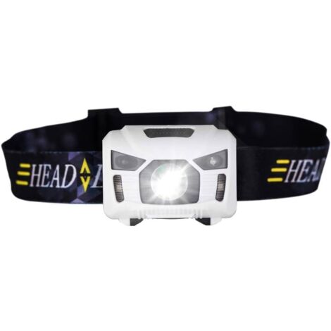 Rechargeable, 5W LED Body Motion Sensor Headlamp Mini Rechargeable Headlight Outdoor Camping Flashlight Head Lamp Torch with USB for Outdoor Camping Cycling Running Fishing,White