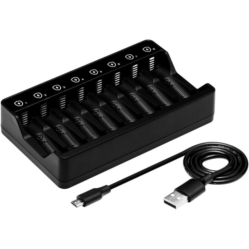 Linghhang - Rechargeable aa, Chargeur 8 Slots 1.5v,1.2v Nimh ni cd aa aaa Batterie Type - c (usb Charge Rapide, Slot séparé)