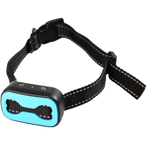 Rechargeable anti-bark collar for dogs, training collar for small, medium and large dogs with 3 vibration and sound modes and 7 sensitivity levels, blue