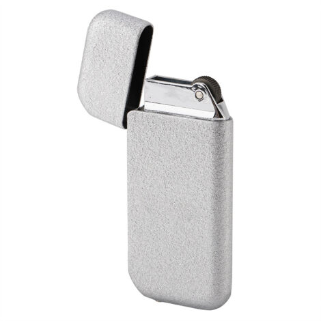 Rechargeable Bic-Style Butane Lighter, Slim and Safe, Silver Finish